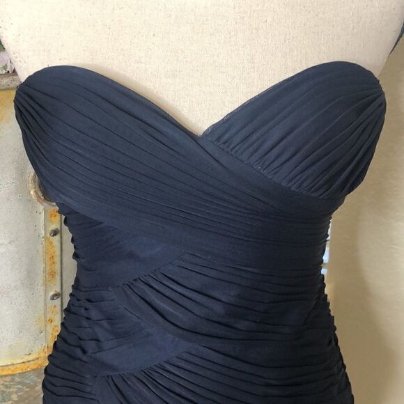 Adrianna Papell Collection Navy Blue Strapless Shutter Pleat Dress - Picture 2 of 14